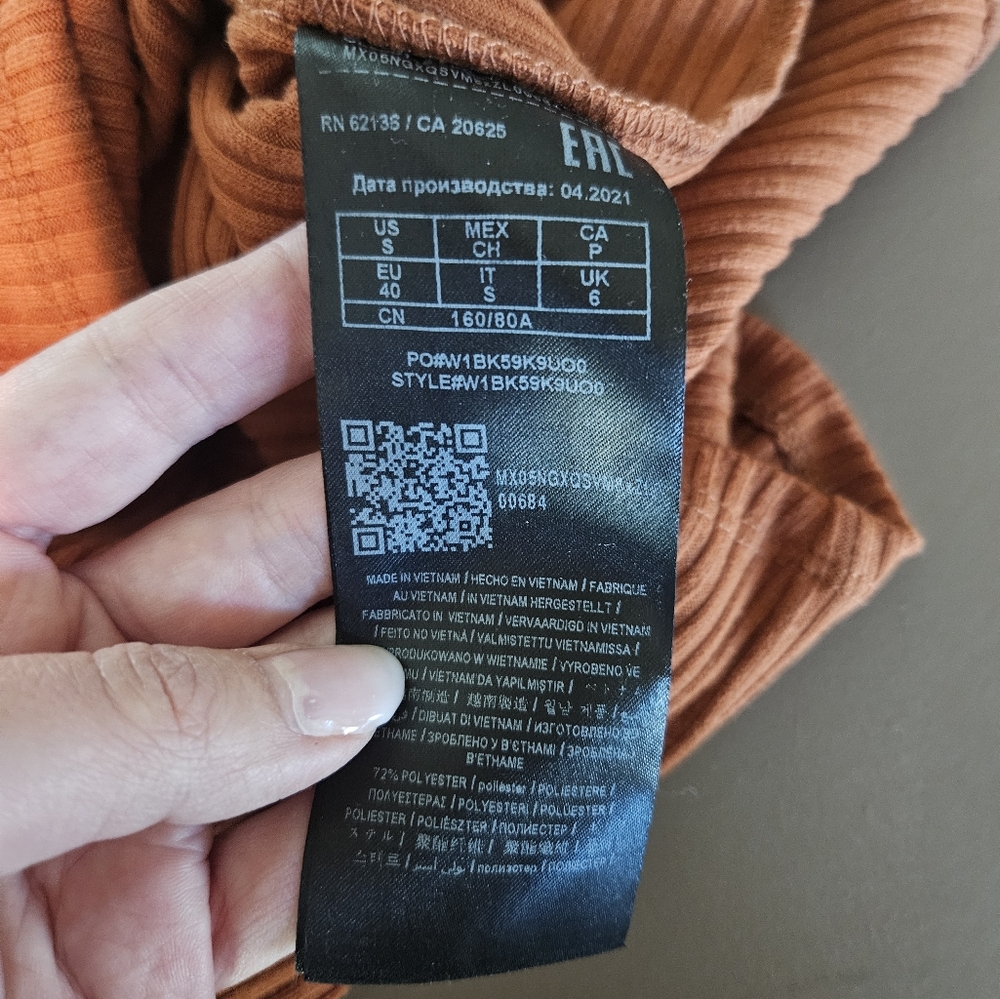 Guess Rust Ribbed Midi Dress - Picture 4 of 4
